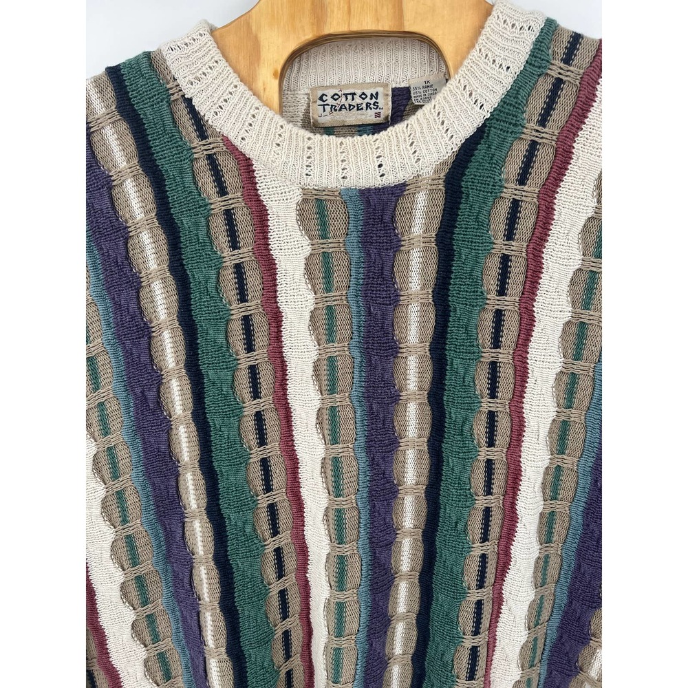 VINTAGE Cotton Traders Coogi style sweater size 1X unisex knitted sweater - Picture 3 of 7
